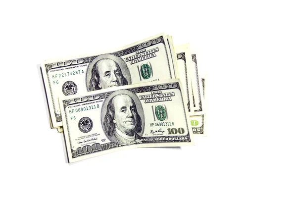 Paralı arka plan. Yüz dolarlık banknotlar. Nakit. Seçici bir odaklanma ile yakın çekim. Yukarıdan görüntüle.