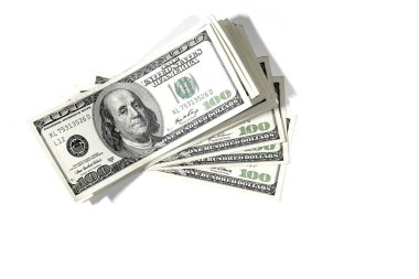 Paralı arka plan. Yüz dolarlık banknotlar. Nakit. Seçici bir odaklanma ile yakın çekim. Yukarıdan görüntüle.
