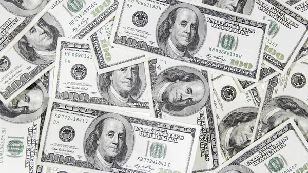 Hintergrund Sind Amerikanische Hundert Dollar Scheine Bargeld Nahaufnahme Mit Selektivem — Stockfoto