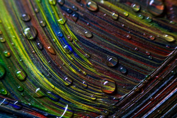 Барвисті Різнокольорові Фарби Покриті Краплями Води Багатокольорова Абстракція Фантастична Гіпнотична — стокове фото