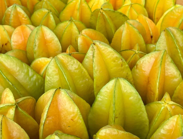 Crate Yellow Star Fruit Also Known Carambola Farmers Market — Stock Photo, Image