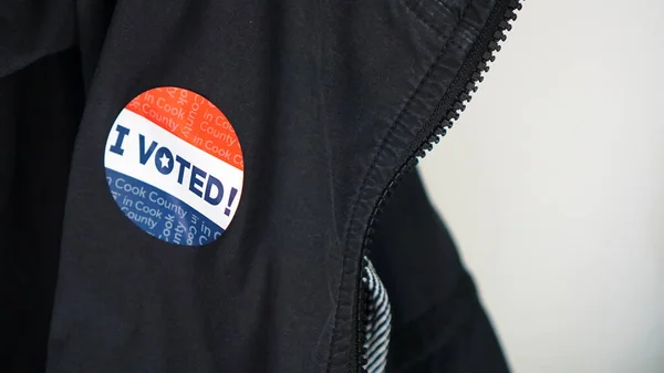 Sticker Says Voted Election Day Black Jacket Sticker Provided Voter — Stock Photo, Image