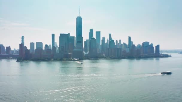 Nova Iorque, cenário urbano cinematográfico Manhattan EUA 4K, skyline Edifícios aéreos — Vídeo de Stock