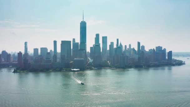 Lower Manhattan, Wall Street Edifícios escritórios de negócios e financeiros, Nova York — Vídeo de Stock
