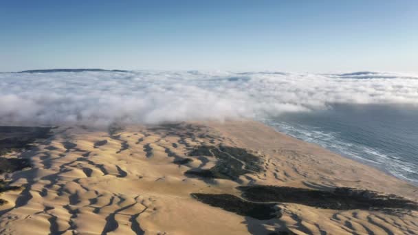 Повітряний вид на пустельні рівнини з піщаними хвилями, утвореними вітром — стокове відео