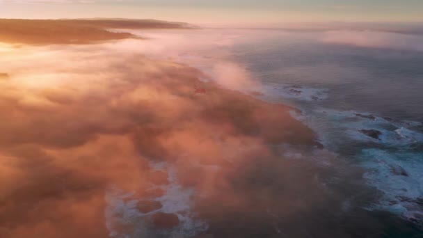 Amazing nature landscape, 4K drone shot soaring magical golden orange sunrise — Stockvideo