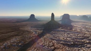 Dramatic Monument valley desert landscape, Drone flight footage 4K Utah USA