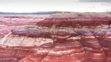 Close up view beautiful summer landscape of scenic red rocks canyon, 4K aerial