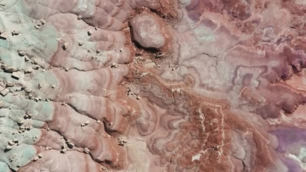 Top down Aerial amazing Red rocks Canyon Utah, called Mars research area 4K USA — Vídeo de Stock