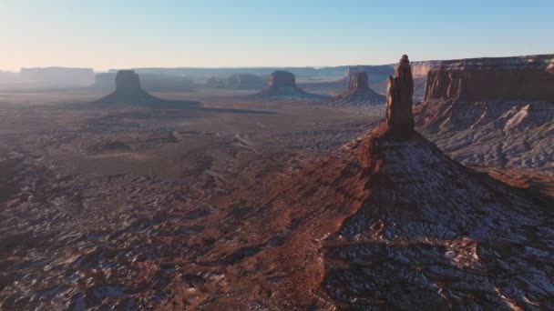 Aerial goal achievement, success, inspiration, travel concept, Monument valley — Wideo stockowe