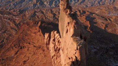 Aerial extreme sport mountain climbing in scenic wilderness cinematic background
