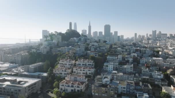 Luchtfoto 's van het stedelijke landschap in Financial District in het centrum — Stockvideo