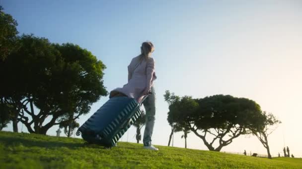 Avión suroeste con turistas aterrizando en el cielo azul, RED video turismo doméstico — Vídeo de stock