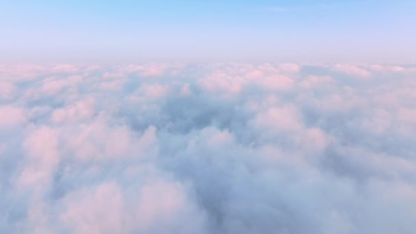 Copy space 4K aerial background footage, Scenic blue pink cloudscape, eco nature — Stockvideo