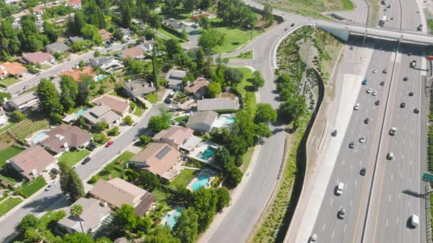 Drone footage of a wealthy community of Calabasas Hills in Los Angeles suburbs — Video