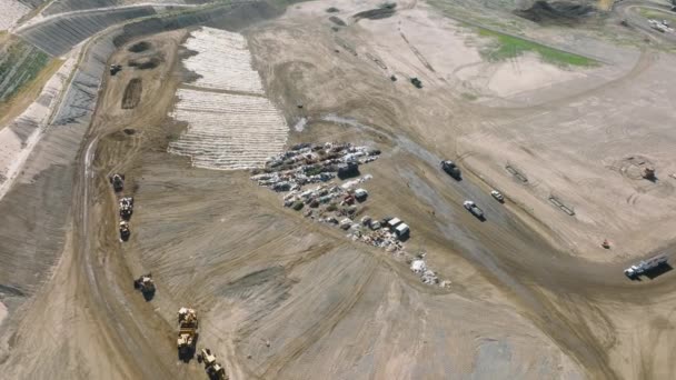 Aerial view of solid waste landfill with converting into energy facilities — Stock video