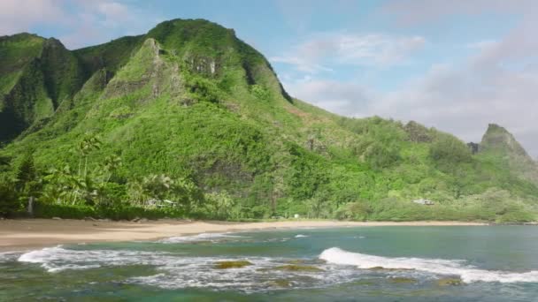Concepto Aventura Isla Tropical Paisaje Natural Escénico Hawai Telón Fondo — Vídeos de Stock