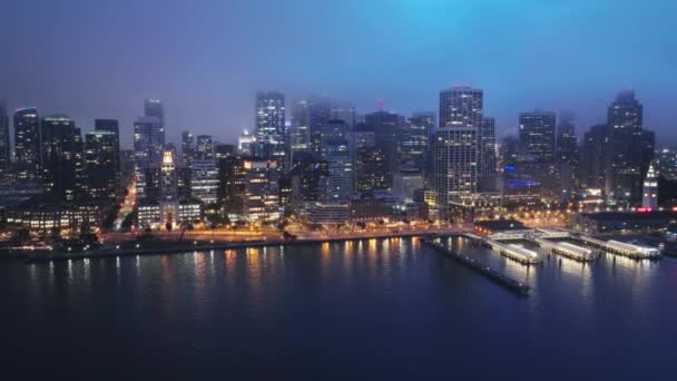 San Francisco Skyline Embarcadero Financieel District Bedekt Met Lage Blauwe — Stockvideo