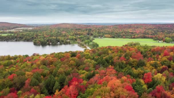 Scenic Meer Met Wolken Reflectie Stilstaand Wateroppervlak Mooie Herfst Landschap — Stockvideo