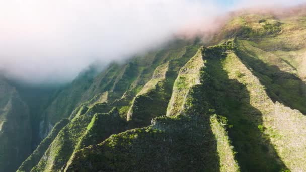 Kauai Napali Park Vacker Bergskedja Sommar Inspirerande Landskap Natursköna Gröna — Stockvideo