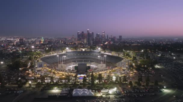 Dodgers Stadium Nocy Los Angeles Usa Czerwiec 2022 Dron Wystrzelił — Wideo stockowe