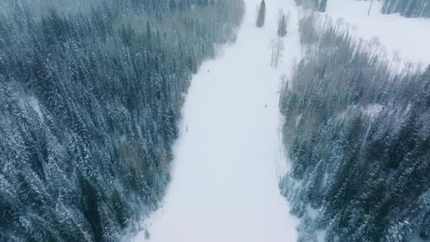 Stunning Natural Landscape Perfect Destination Winter Holidays Aerial Footage Sportsmen — Stock Video