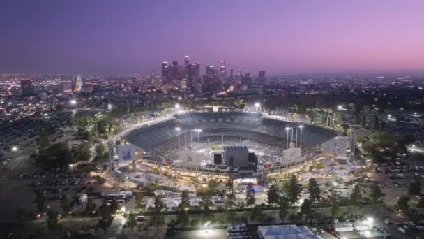 Hermosa Vista Aérea Del Moderno Centro Urbano Los Ángeles Con — Vídeos de Stock