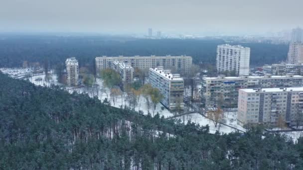 Kiev Oekraïne Pittoresk Uitzicht Het Stedelijke Panorama Tijdens Winter Stadsrand — Stockvideo