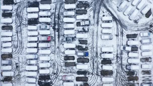 Kiev Ucrania Imágenes Aéreas Del Denso Estacionamiento Las Afueras Ciudad — Vídeos de Stock