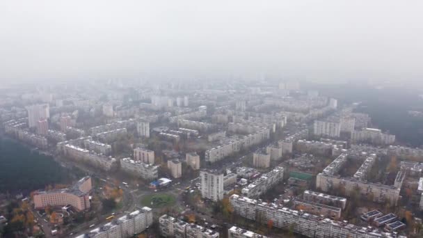 Κίεβο Ουκρανία Αεροφωτογραφία Της Κατοικημένης Περιοχής Στα Προάστια Κτίρια Σκυροδέματος — Αρχείο Βίντεο