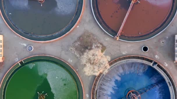 Bortnychi Kyiv Oblast Ukraine Sewage Water Plant Seen Top Aerial — Stock Video