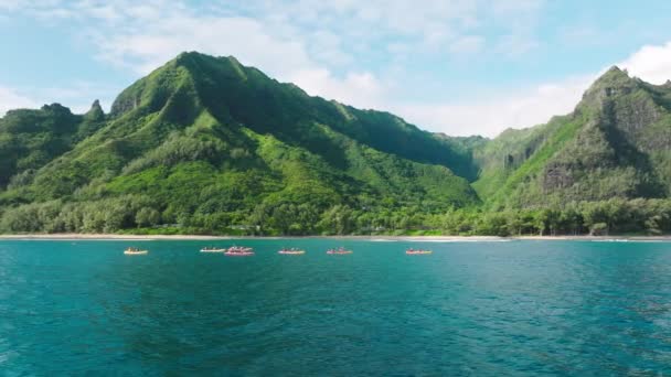 Aerial View Slice Heaven Lush Jungle White Sand Beaches Washed — Stockvideo