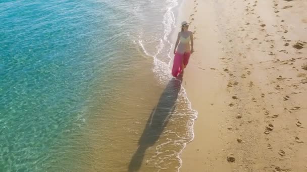 Slow Motion Cinematic Natural Landscape Calm Ocean Aerial View Barefoot — Vídeo de Stock
