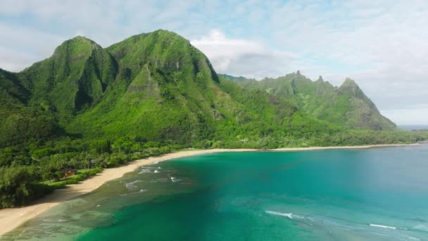Cinematic Hawaii Nature Landscapes Scenic Napali Coast Beautiful Ridges Jungle — Wideo stockowe