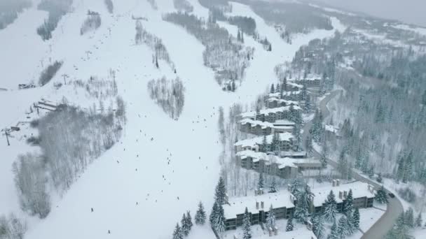 Pueblo Snowmass Colorado Vista Aérea Famosa Estación Esquí Alpino Aspen — Vídeos de Stock