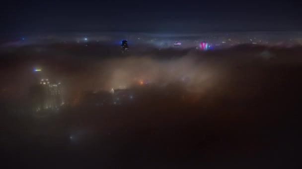 Hyperlapse Foggy Landscape Sunset Aerial View Jaw Dropping City Panorama — Vídeos de Stock