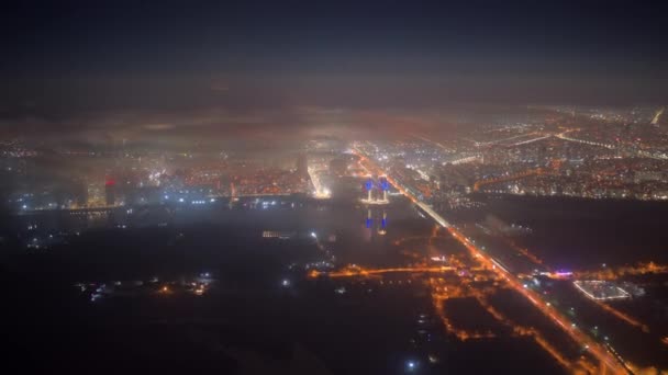 Aerial View Jaw Dropping City Panorama Vivid Illumination White Clouds — Vídeos de Stock