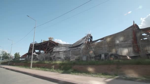 Mars 2022 Bucha Ukraine Détruit Des Bâtiments Après Bombardement Aérien — Video
