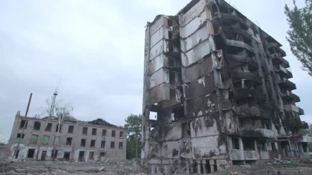 2022 Március Borodjanka Ukrajna Háborús Háttér Pusztítással Ukrán Város Borodjanka — Stock videók