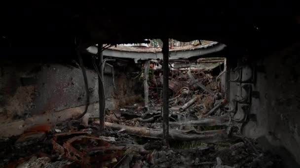 March 2022 Irpin Ukraine Burnt Broken Tank Remains Suburbs Occupied — Stockvideo