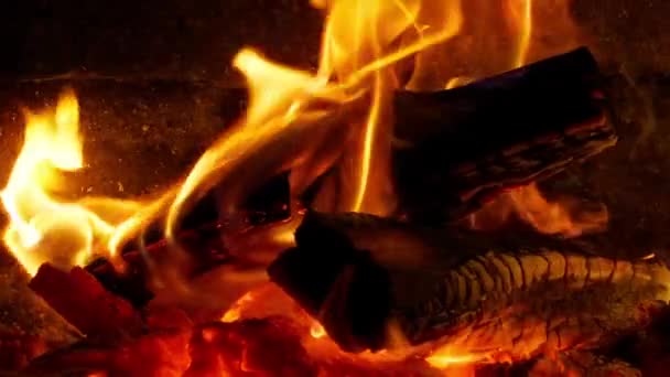 Very Cozy Room Fireplace Close Slow Motion Pleasant Homely Atmosphere — 图库视频影像