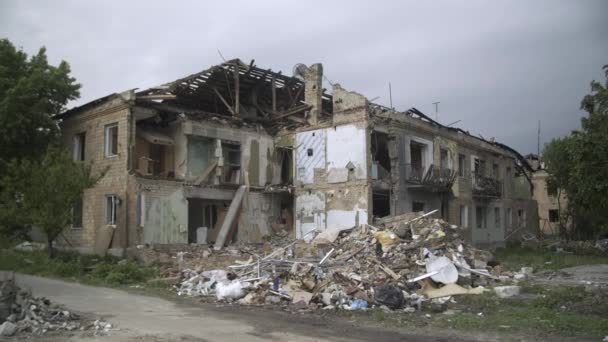 March 2022 Borodianka Ukraine Extreme Aggression Massacre Civil Village Blown — Video Stock