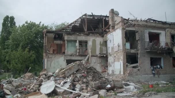 März 2022 Borodianka Ukraine Die Russischen Streitkräfte Bombardierten Die Stadt — Stockvideo