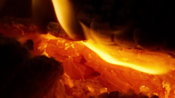 Bright Red Orange Fire Flame Scenic Slow Motion Dark Background — Αρχείο Βίντεο