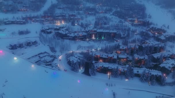 Magical Winter Christmas Village Landscape Illuminated Alpine City Covered Snow — Stock videók