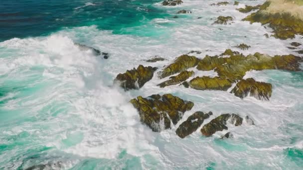 Vitality Blue Energy Clear Ocean Water Powerful Stormy Sea Waves — Video