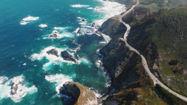 Pacific Ocean Washes Beautiful Seashore California Monterey Coast Pacific Coast — 图库视频影像