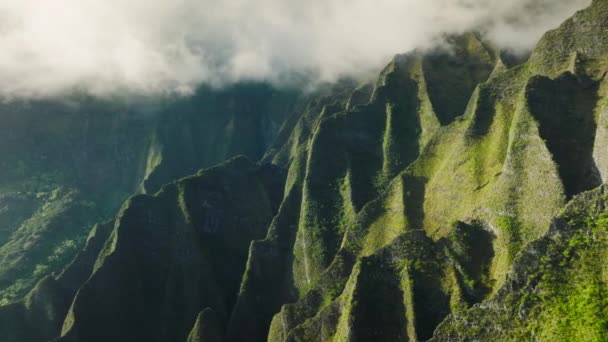 Cinematic Mountain Range Jurassic Park Movie Destination Napali Coast Kauai — ストック動画
