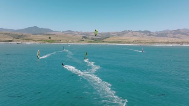 Jul 2022 California Usa Drone Footage Sportsmen Black Wetsuits Training — Stock videók