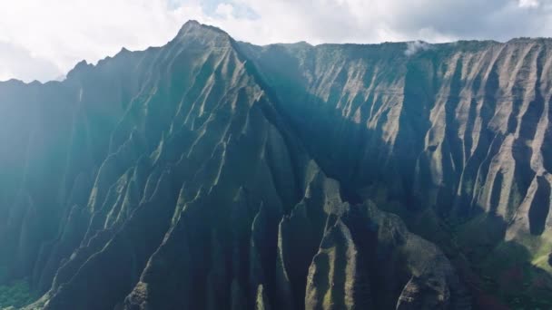 Napali Coast Helicopter View Incredible Place Visit Kauai Hawaii Island — Stockvideo